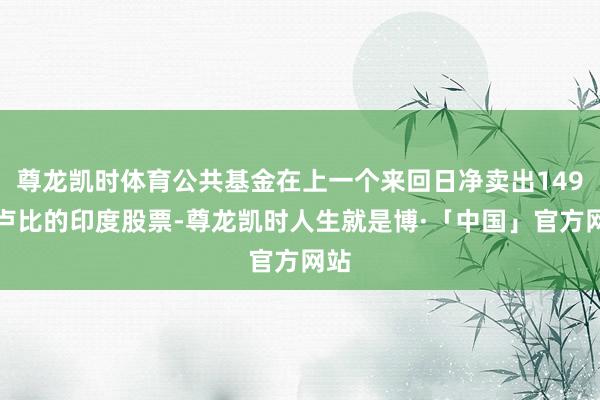 尊龙凯时体育公共基金在上一个来回日净卖出149亿卢比的印度股票-尊龙凯时人生就是博·「中国」官方网站