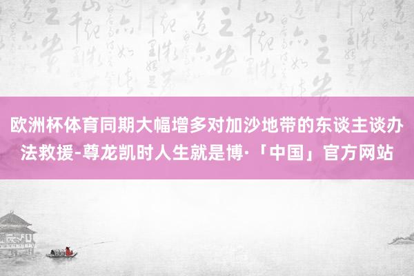 欧洲杯体育同期大幅增多对加沙地带的东谈主谈办法救援-尊龙凯时人生就是博·「中国」官方网站