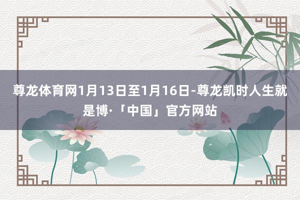 尊龙体育网1月13日至1月16日-尊龙凯时人生就是博·「中国」官方网站