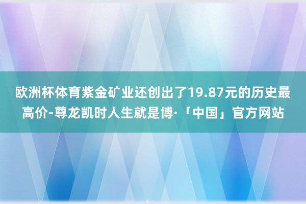 欧洲杯体育紫金矿业还创出了19.87元的历史最高价-尊龙凯时人生就是博·「中国」官方网站