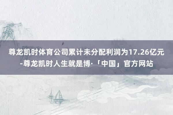 尊龙凯时体育公司累计未分配利润为17.26亿元-尊龙凯时人生就是博·「中国」官方网站