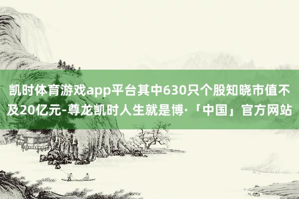 凯时体育游戏app平台其中630只个股知晓市值不及20亿元-尊龙凯时人生就是博·「中国」官方网站