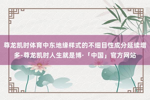 尊龙凯时体育中东地缘样式的不细目性成分延续增多-尊龙凯时人生就是博·「中国」官方网站